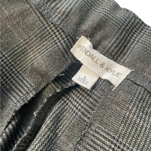 💙 Kendall & Kylie Gray/Blue Plaid Wide-Leg Trousers - Size Large - Picture 10 of 13